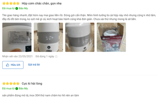 Phản hồi của người mua về sản phẩm trên Tiki.vn