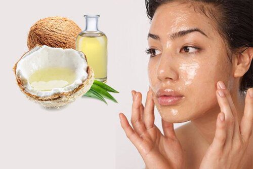 massage mặt bằng dầu dừa