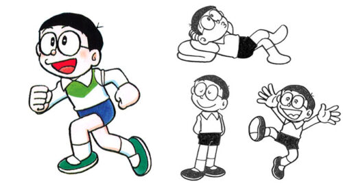 Tranh tô màu Nobita hậu đậu mà đáng yêu